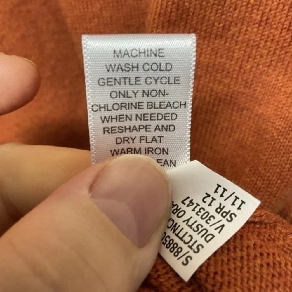 NWOT Banana Republic Orange V-Neck Sweater Pullover Men M China Cotton/Cashmere